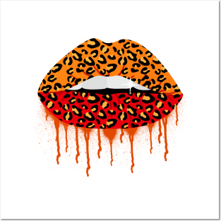 Dripping Lips | Sassy Leopard Lips Posters and Art